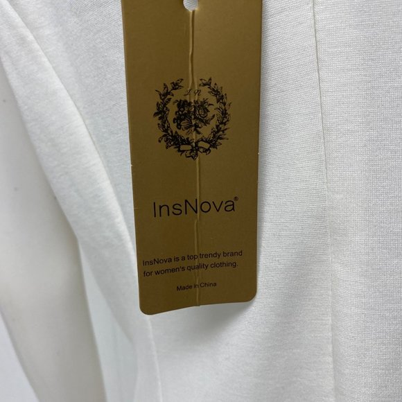 Ins Nova Women's Cold Shoulder Sleeve White V-Neck A-Line Dress Size XL - Picture 5 of 8